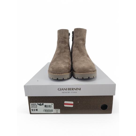 Giani Bernini Taupe Suede Boots Size 9.5M | Ankle Booties Wedge Heel & Zipper - Picture 9 of 9